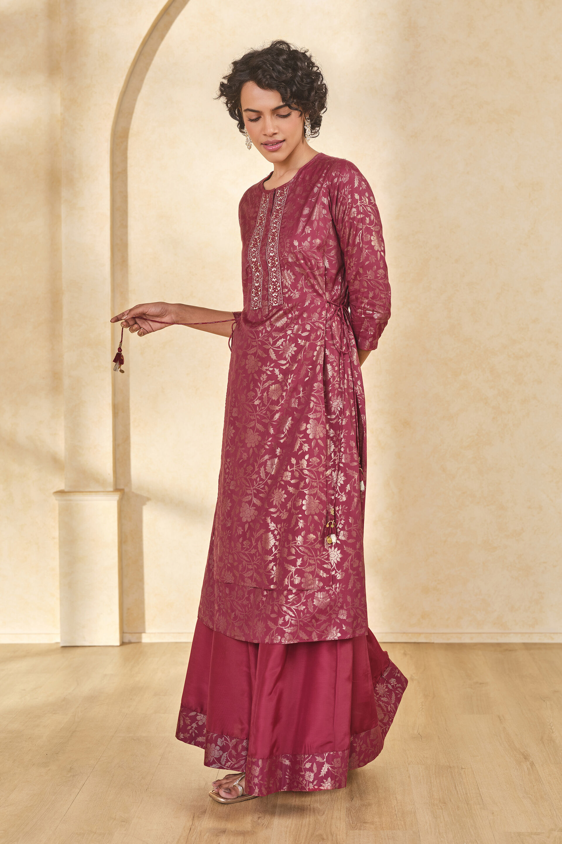 Maroon Kurta Set, Maroon, image 3